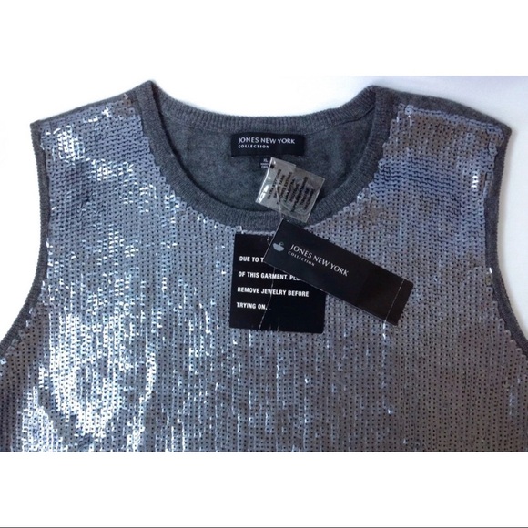 Jones New York XL Gray Sequin Sweater Tank - Picture 4 of 8